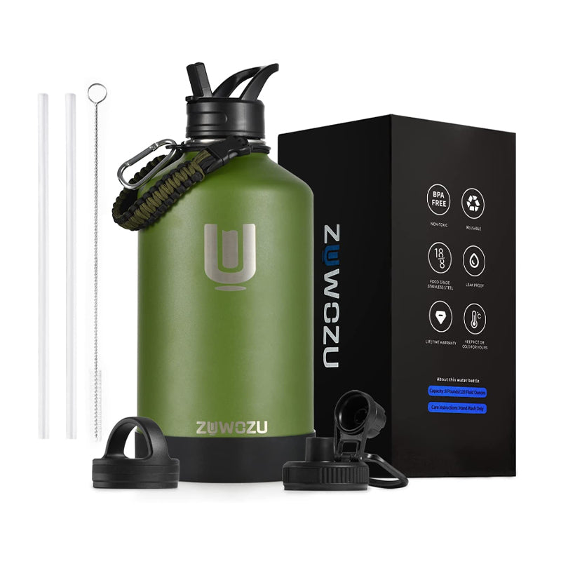 Insulated water jug with 3 lids